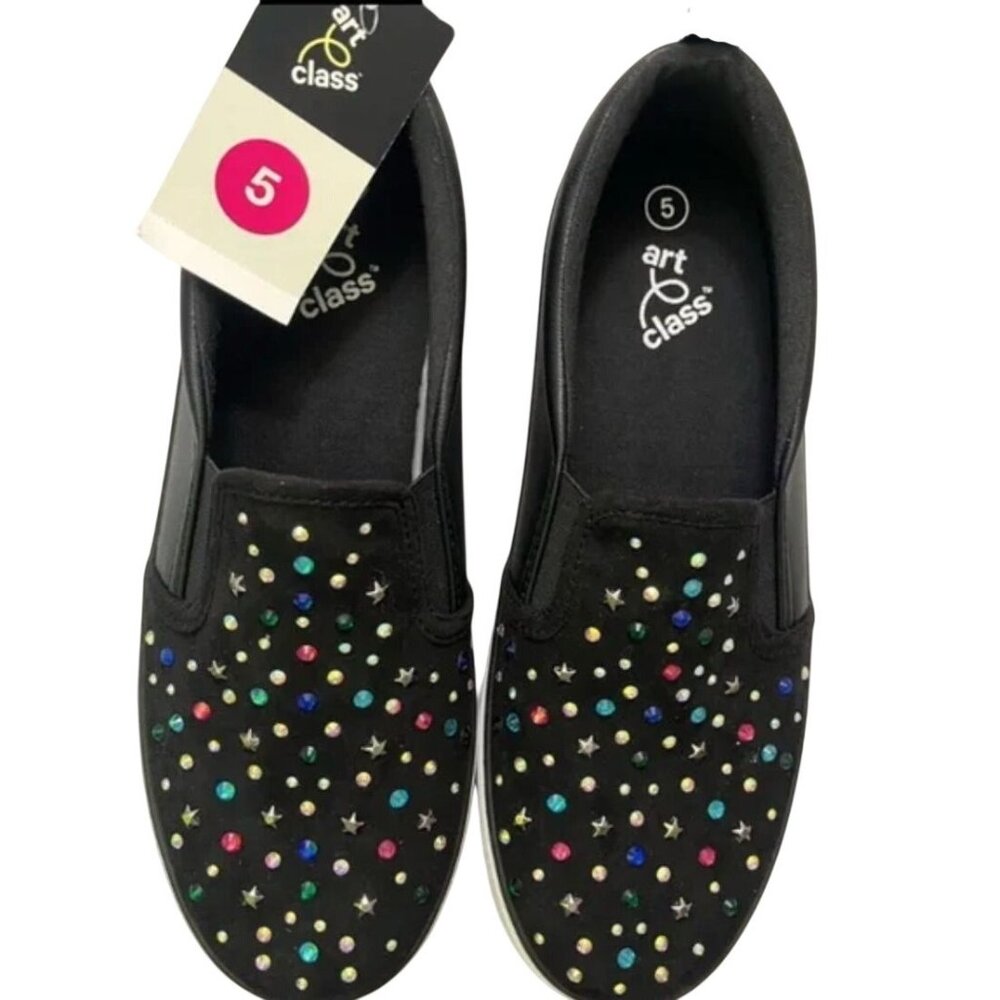 NWT Kids' Hanna Slip-on Sneakers - Art Class Black 5